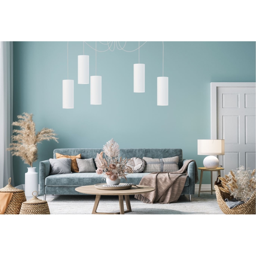 Ljuskrona med textilsladd ZIK 5xE27/40W/230V spindel vit