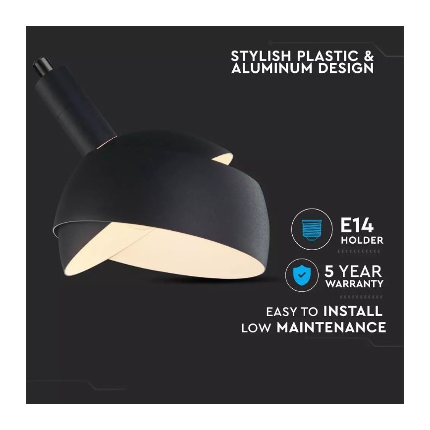 Ljusskrona med upphängningsrem  1xE14/60W/230V svart 