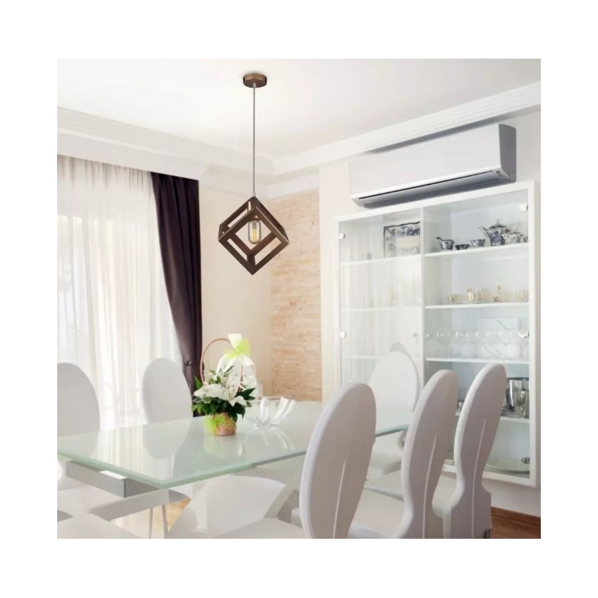 Ljusskrona med upphängningsrem  1xE27/60W/230V brons 