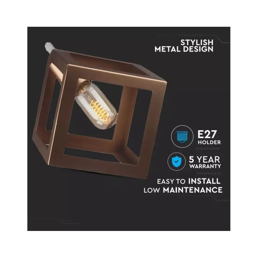 Ljusskrona med upphängningsrem  1xE27/60W/230V brons 