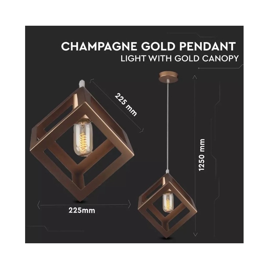 Ljusskrona med upphängningsrem  1xE27/60W/230V brons 