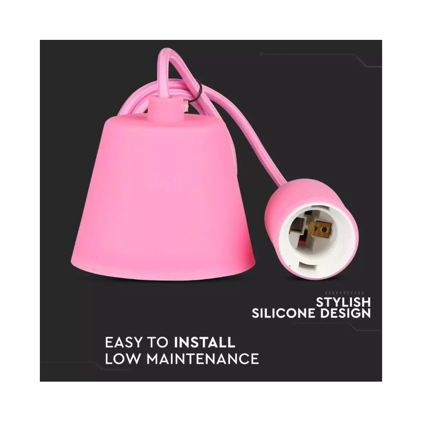 Ljusskrona med upphängningsrem  1xE27/60W/230V rosa 