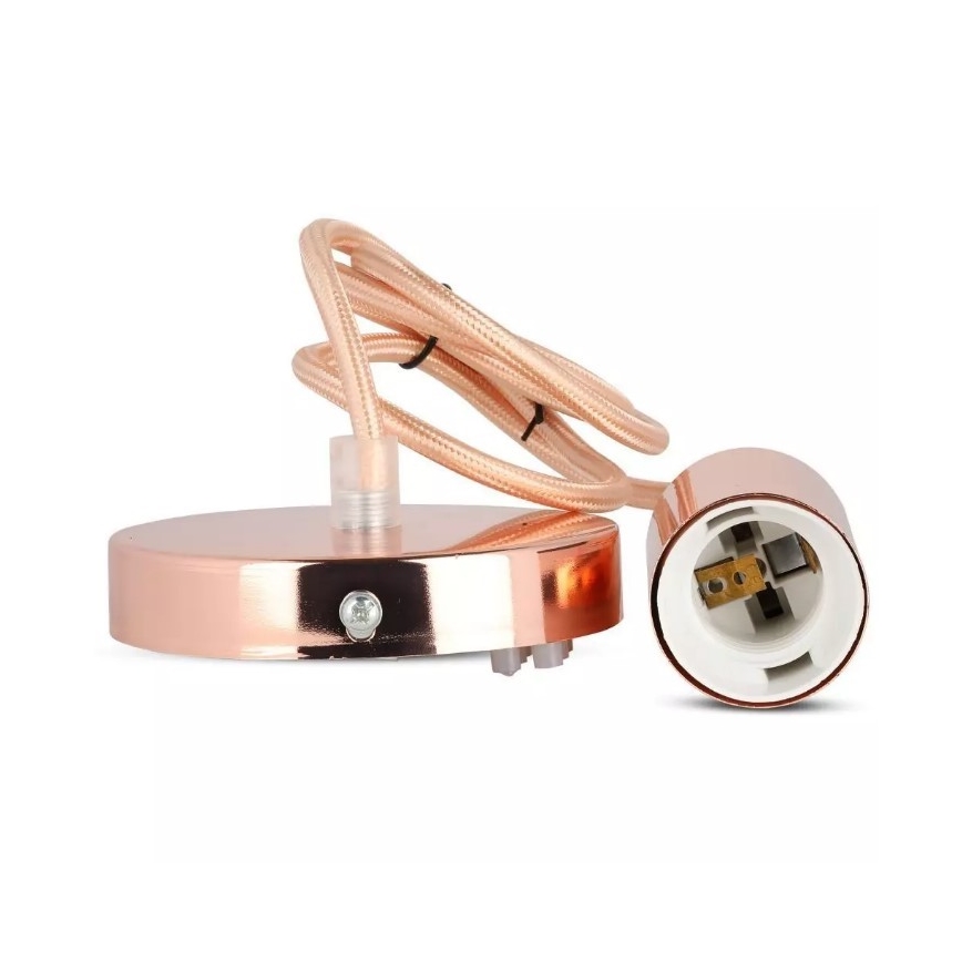 Ljusskrona med upphängningsrem  1xE27/60W/230V Roséguld