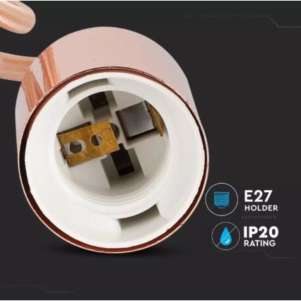 Ljusskrona med upphängningsrem  1xE27/60W/230V Roséguld