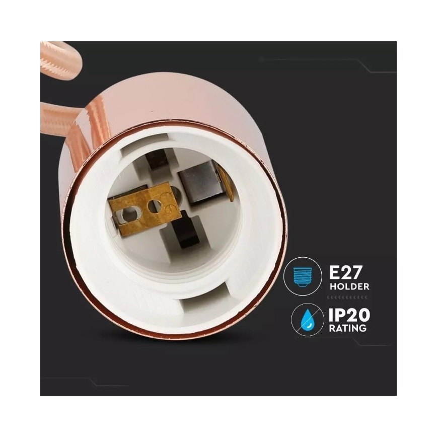 Ljusskrona med upphängningsrem  1xE27/60W/230V Roséguld