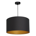 Ljuskrona med upphängningsrem ARDEN 1xE27/60W/230V d. 40 cm svart/guld