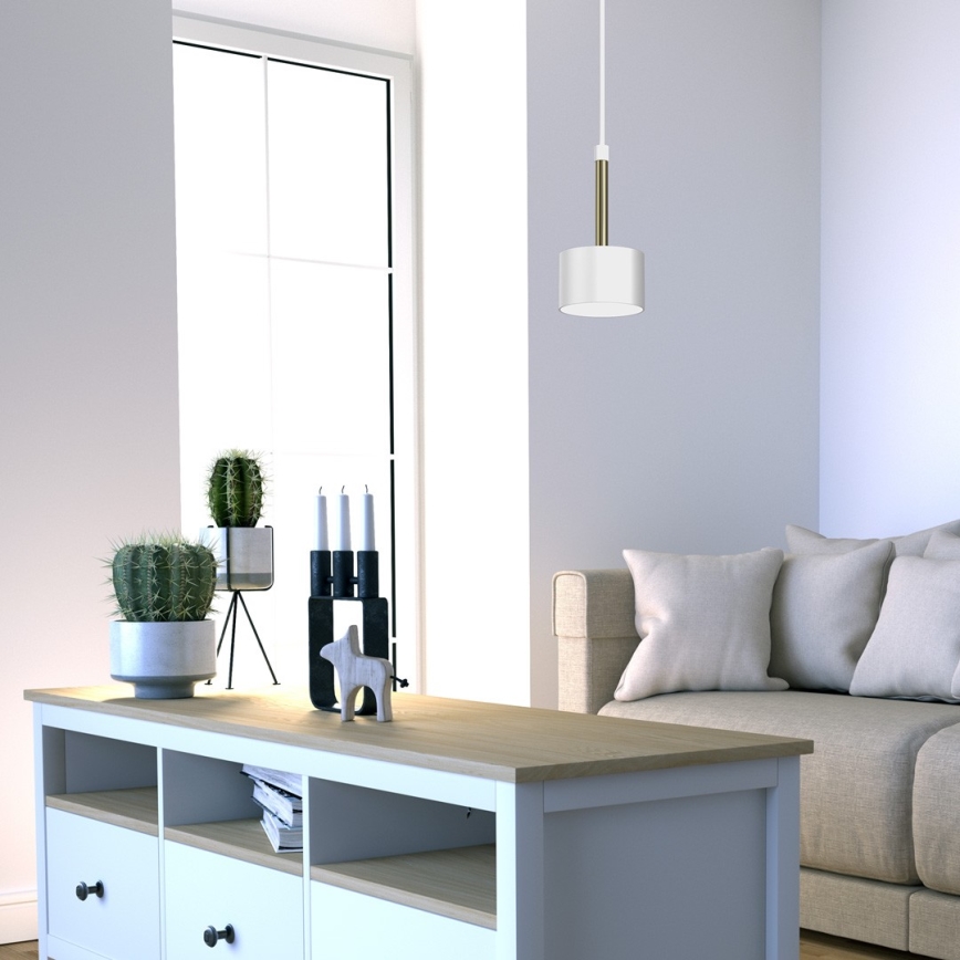 Ljuskrona med upphängningsrem ARENA 1xGX53/11W/230V vit/gyllene