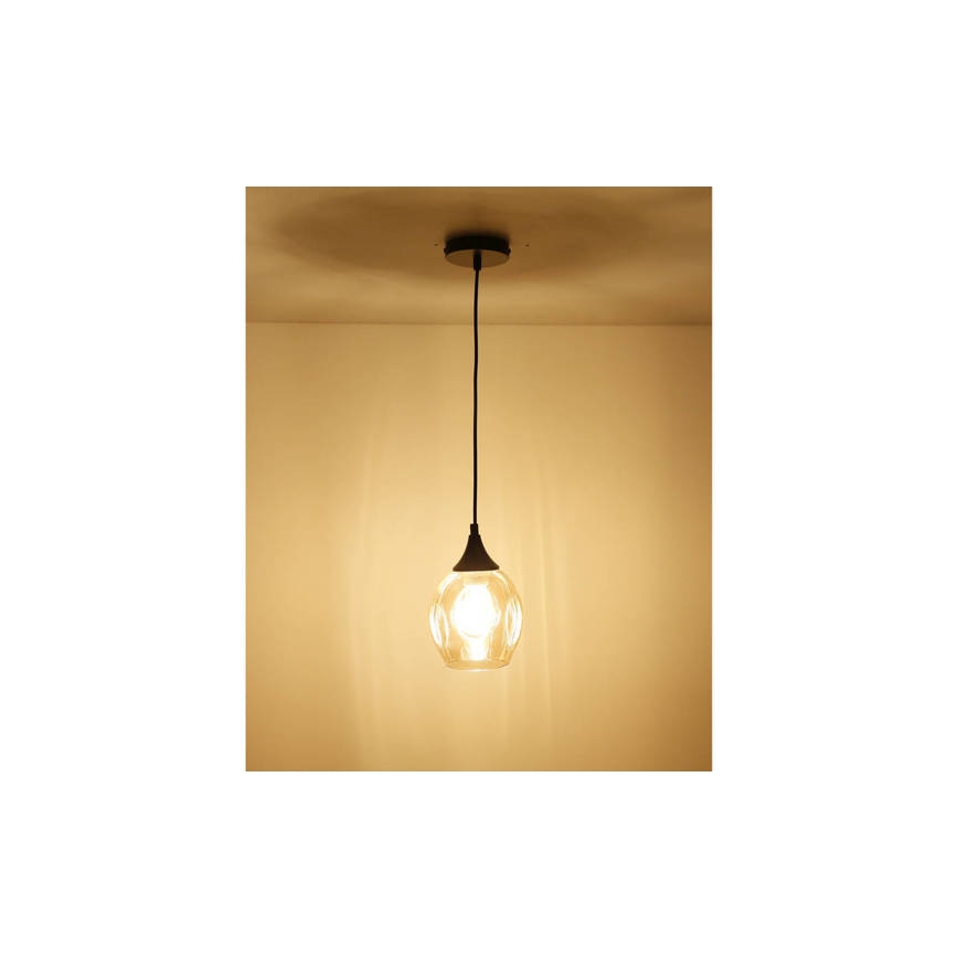 Ljuskrona med upphängningsrem ASPA 1xE27/40W/230V svart