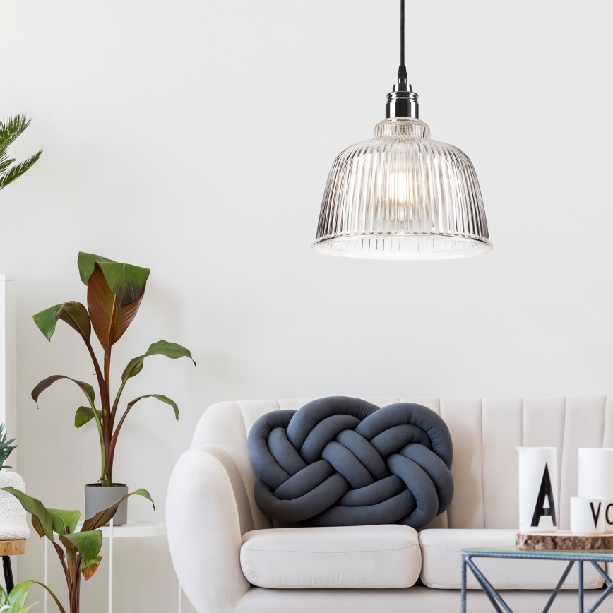 Ljusskrona med upphängningsrem  ASTA 1xE27/60W/230V blank krom