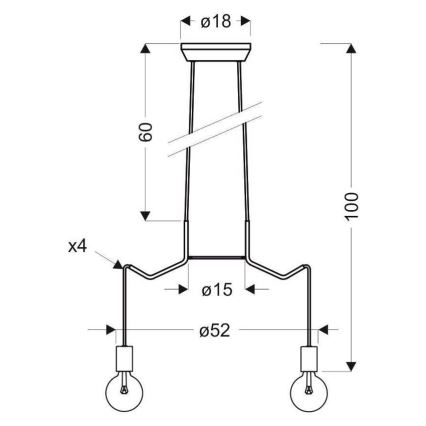 Ljuskrona med upphängningsrem BASSO 4xE27/40W/230V svart