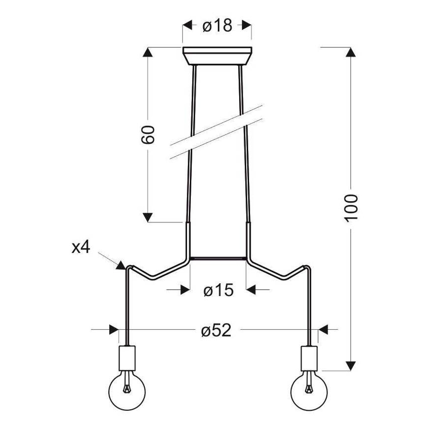 Ljuskrona med upphängningsrem BASSO 4xE27/40W/230V vit