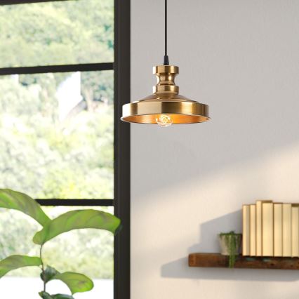 Ljusskrona med upphängningsrem  BERCESTE 1xE27/40W/230V gyllene 