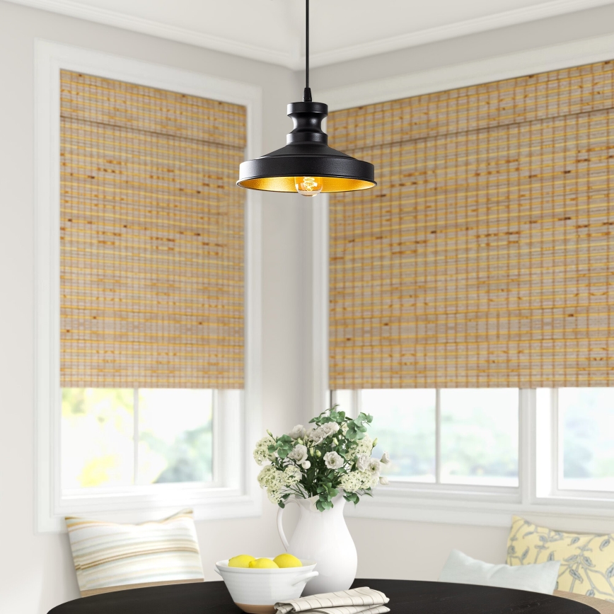 Ljusskrona med upphängningsrem  BERCESTE 1xE27/40W/230V svart 