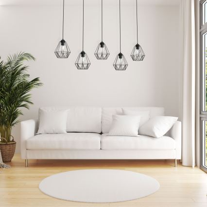 Ljuskrona med upphängningsrem BERGEN 5xE27/60W/230V svart