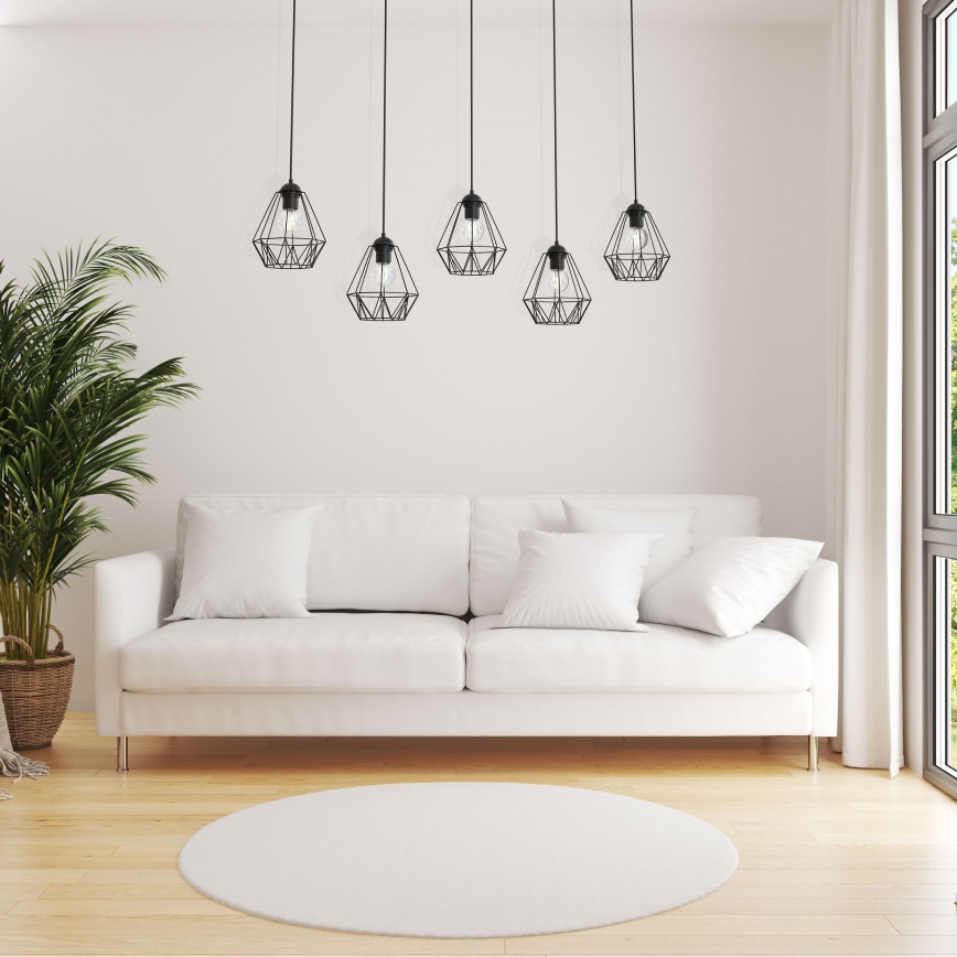 Ljuskrona med upphängningsrem BERGEN 5xE27/60W/230V svart