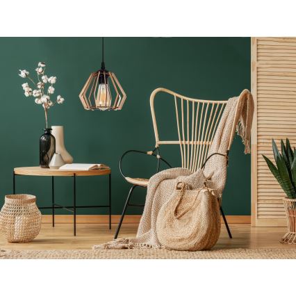 Ljuskrona med upphängningsrem  BERGO 1xE27/60W/230V svart 