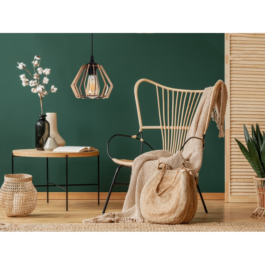 Ljuskrona med upphängningsrem  BERGO 1xE27/60W/230V svart 