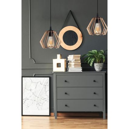 Ljuskrona med upphängningsrem  BERGO 1xE27/60W/230V svart 