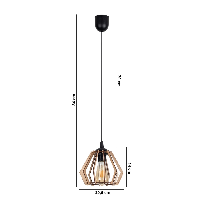 Ljuskrona med upphängningsrem  BERGO 1xE27/60W/230V svart 