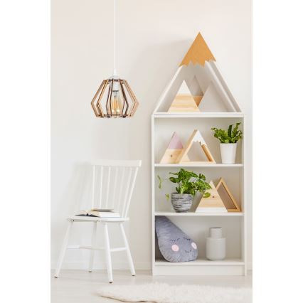 Ljuskrona med upphängningsrem  BERGO 1xE27/60W/230V vit 