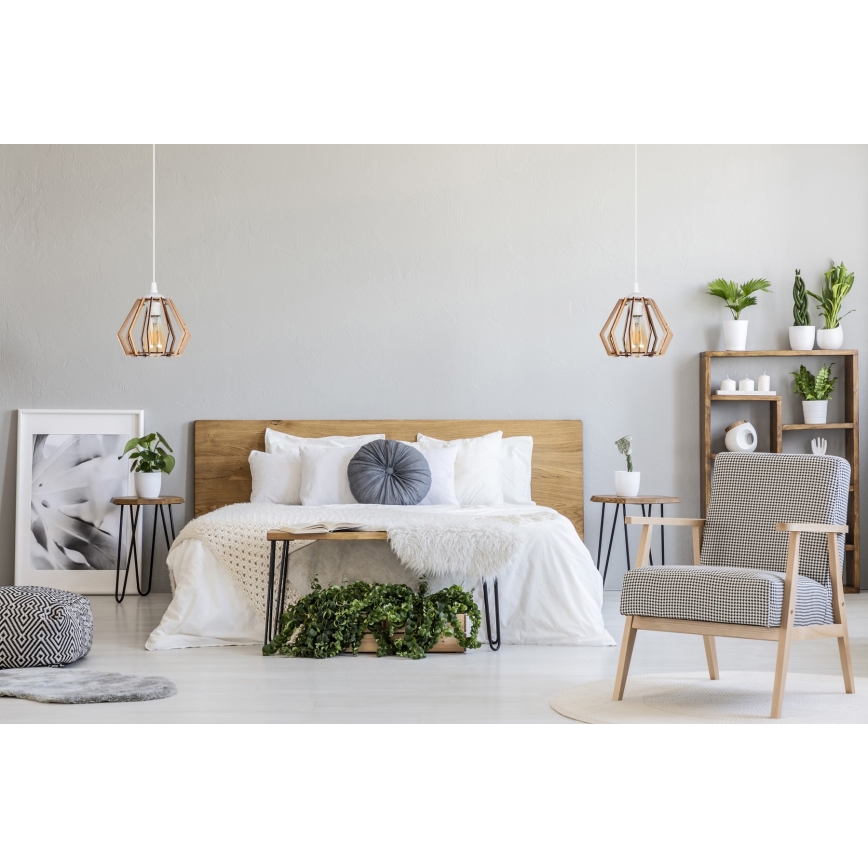 Ljuskrona med upphängningsrem  BERGO 1xE27/60W/230V vit 