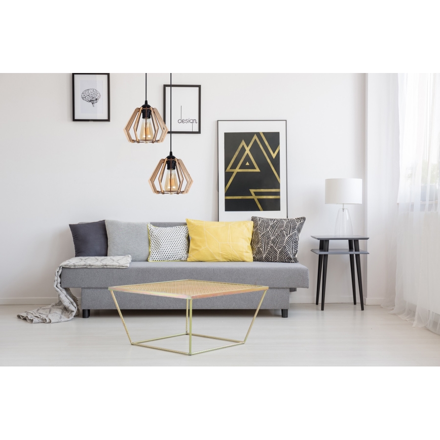 Ljuskrona med upphängningsrem  BERGO 2xE27/60W/230V svart 