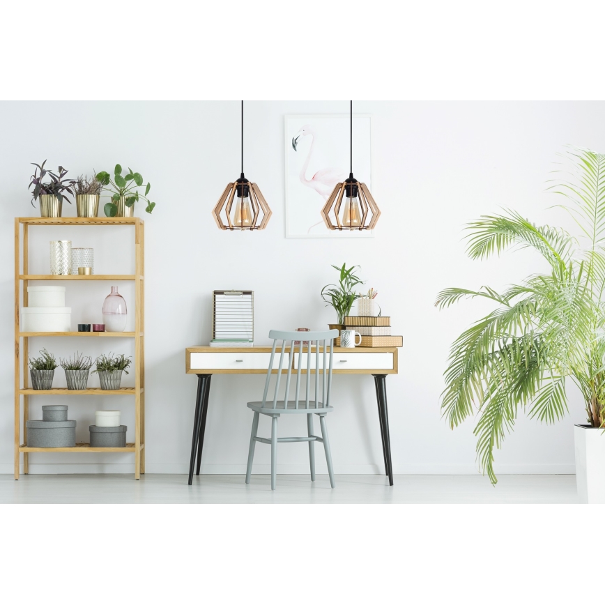 Ljuskrona med upphängningsrem  BERGO 2xE27/60W/230V svart 