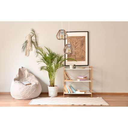 Ljuskrona med upphängningsrem  BERGO 2xE27/60W/230V vit 