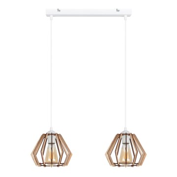 Ljuskrona med upphängningsrem  BERGO 2xE27/60W/230V vit 