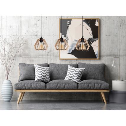 Ljuskrona med upphängningsrem  BERGO 3xE27/60W/230V svart 