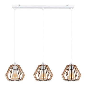 Ljuskrona med upphängningsrem  BERGO 3xE27/60W/230V vit 