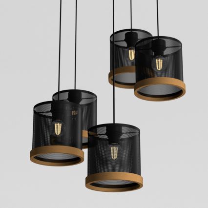 Ljuskrona med upphängningsrem BERIL 5xE27/60W/230V