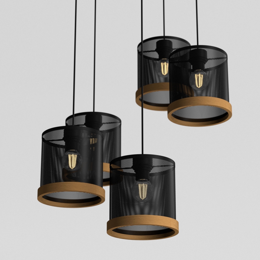 Ljuskrona med upphängningsrem BERIL 5xE27/60W/230V