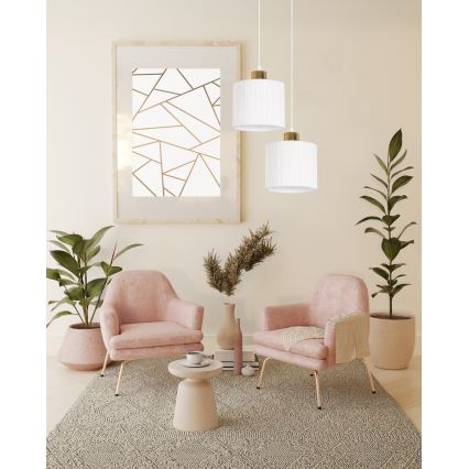 Ljuskrona med upphängningsrem  BIZO 2xE27/60W/230V vit /gyllene 