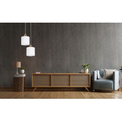 Ljuskrona med upphängningsrem  BIZO 2xE27/60W/230V vit /gyllene 