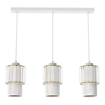 Ljuskrona med upphängningsrem BLANCO 3xE27/60W/230V vit