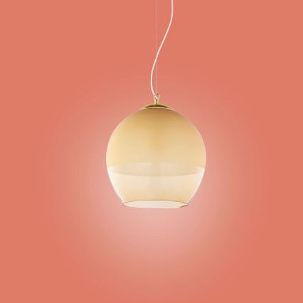 Ljusskrona med upphängningsrem  BOULETTE 1xE27/60W/230V gyllene 