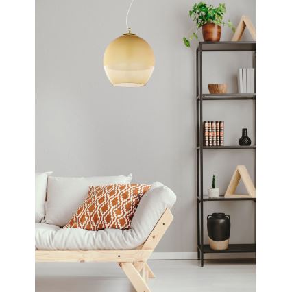 Ljusskrona med upphängningsrem  BOULETTE 1xE27/60W/230V gyllene 