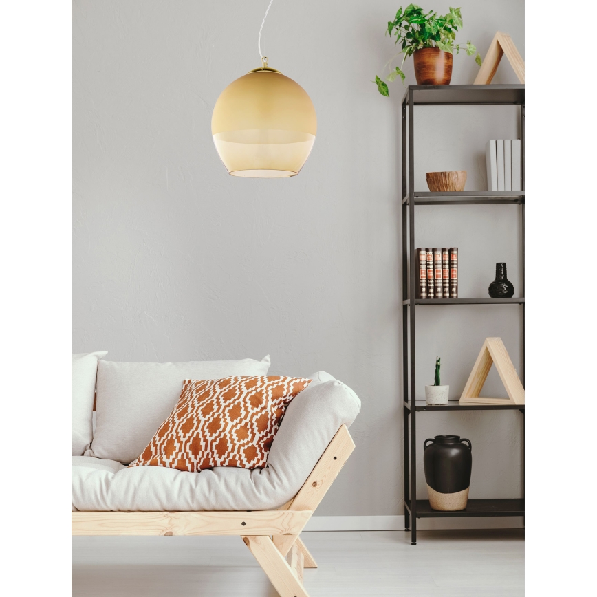 Ljusskrona med upphängningsrem  BOULETTE 1xE27/60W/230V gyllene 