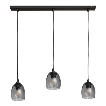 Ljuskrona med upphängningsrem BRILLANT 3xE27/15W/230V grå