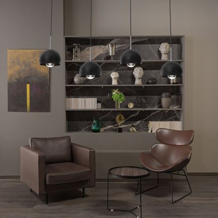 Ljuskrona med upphängningsrem COOL 4xE27/60W/230V svart