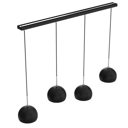 Ljuskrona med upphängningsrem COOL 4xE27/60W/230V svart