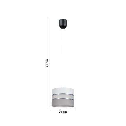 Ljuskrona med upphängningsrem CORAL 1xE27/60W/230V d. 20 cm vit/grå