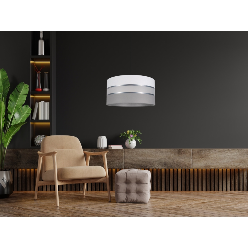 Ljuskrona med upphängningsrem CORAL 1xE27/60W/230V d. 40 cm vit/grå