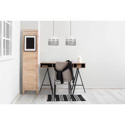 Ljuskrona med upphängningsrem CORAL 2xE27/60W/230V vit/grå