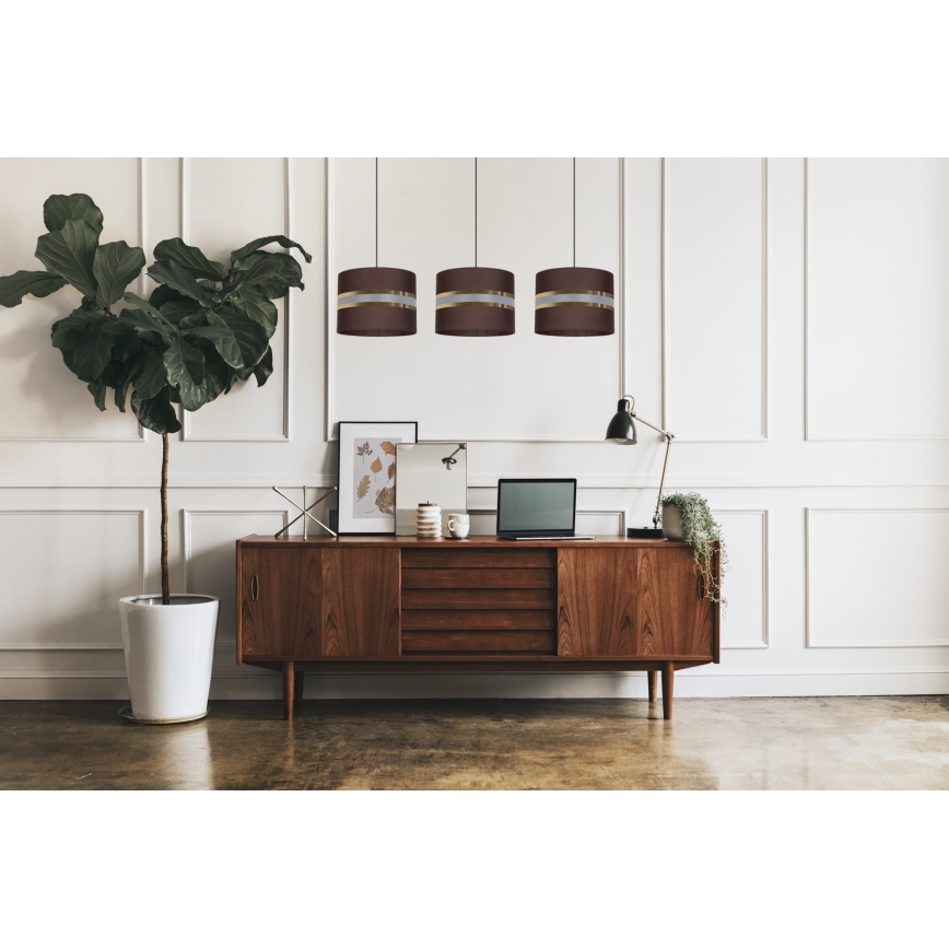 Ljuskrona med upphängningsrem CORAL 3xE27/60W/230V brun