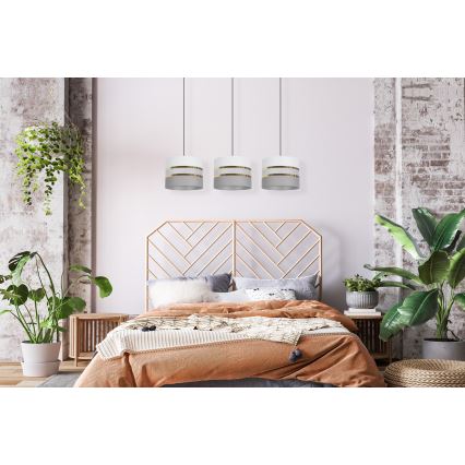 Ljuskrona med upphängningsrem CORAL 3xE27/60W/230V vit/grå