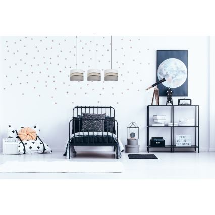 Ljuskrona med upphängningsrem CORAL 3xE27/60W/230V vit/grå