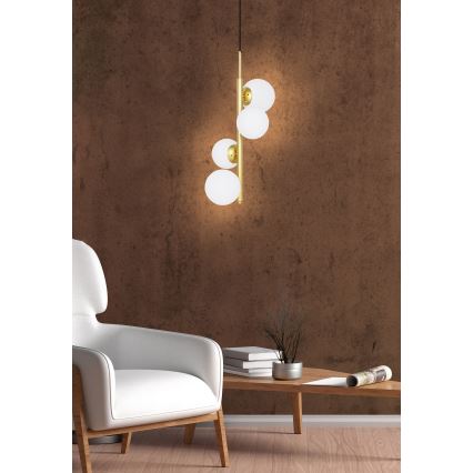 Ljuskrona med upphängningsrem CORDEL 4xG9/20W/230V gyllene