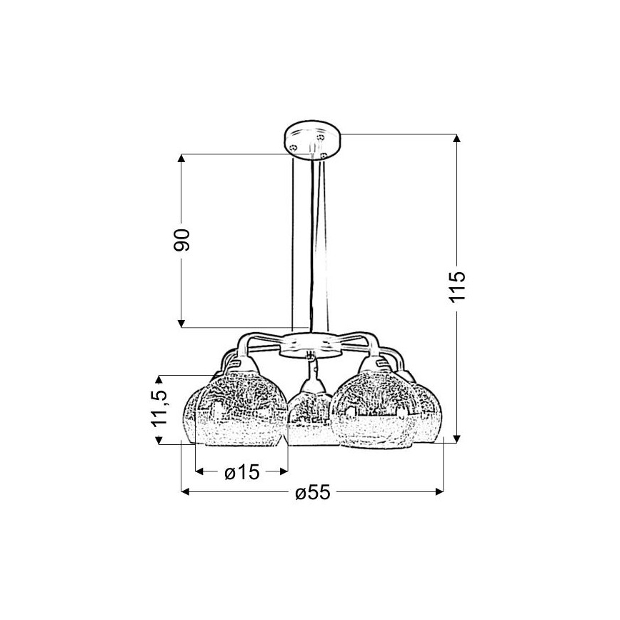 Ljusskrona med upphängningsrem  CROMINA 5xE27/60W/230V